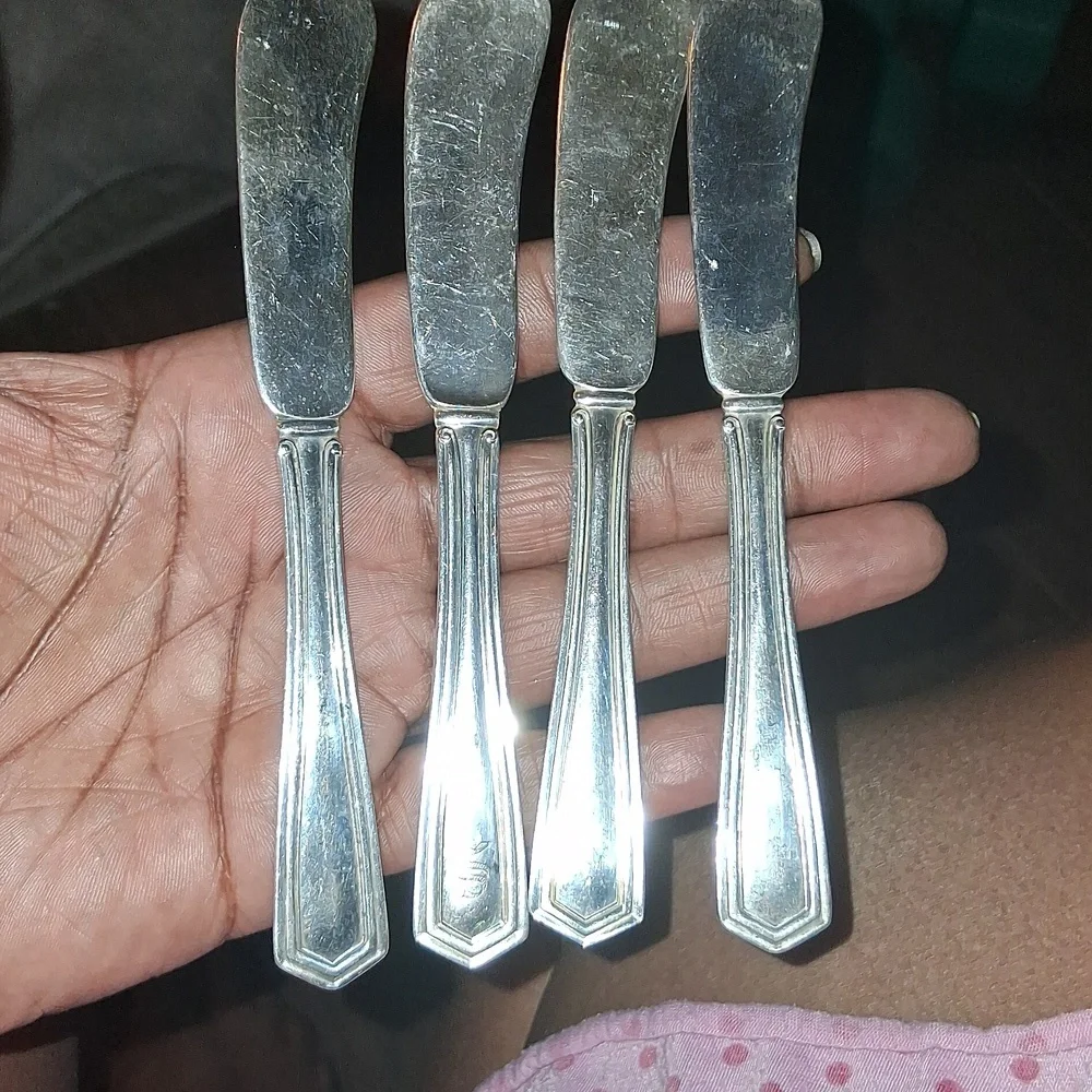 Sterling Pat Silver Butter Knives X4 Brandon by International Sterling Silver